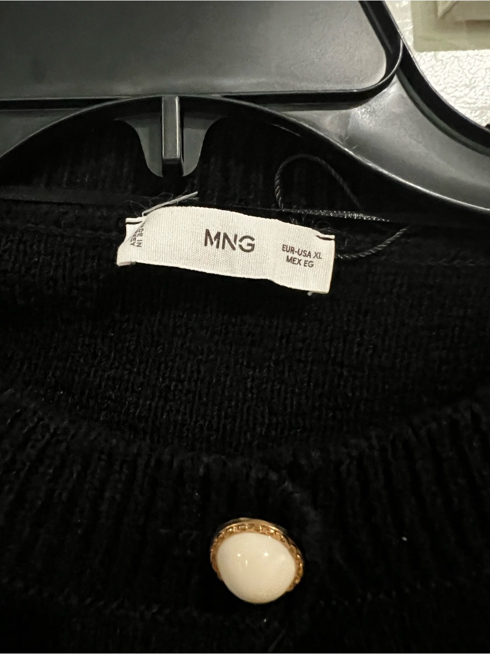 Mango Black Cropped Pearl-Button Knit Cardigan - Picture 5 of 5